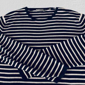 Vince Women's Blue White Stripes Long Sleeve Sweater Top Size  Large